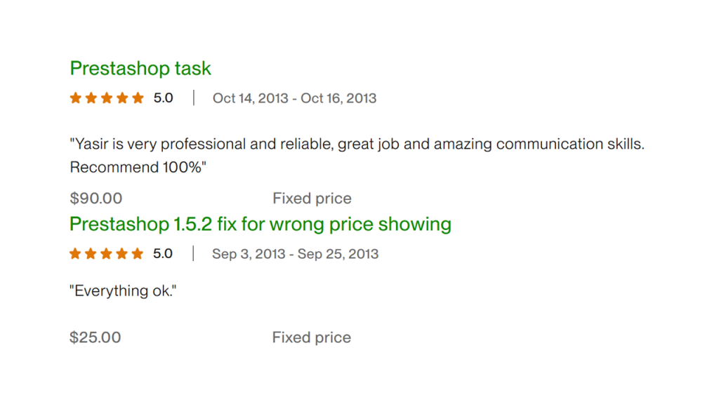 Upwork Client Feedback 13