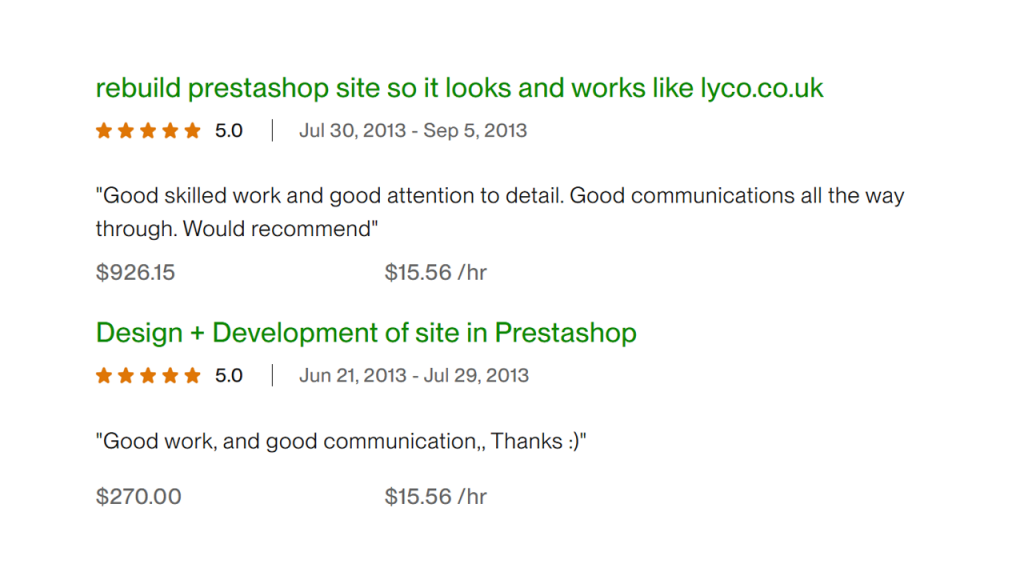 Upwork Client Feedback 14