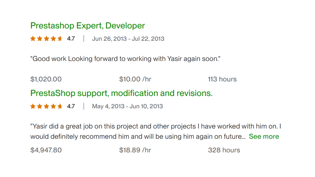 Upwork Client Feedback 16