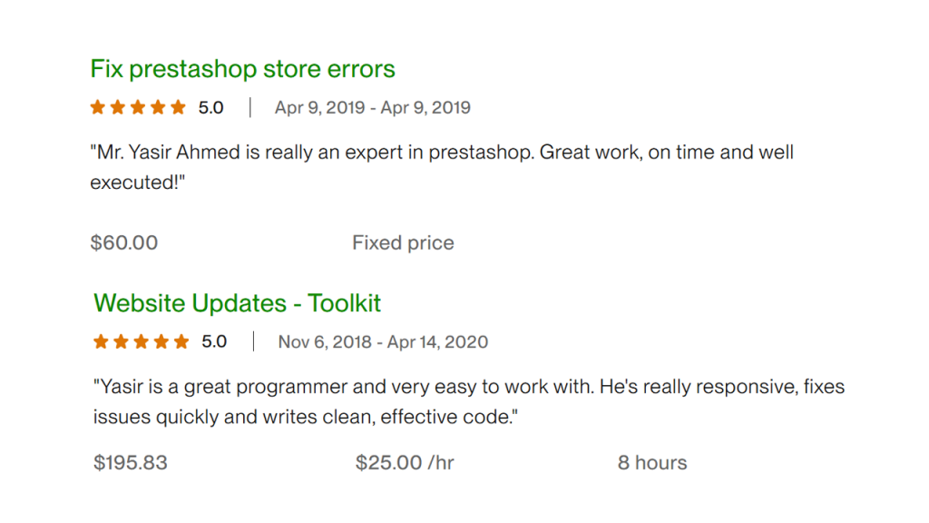Upwork Client Feedback 4